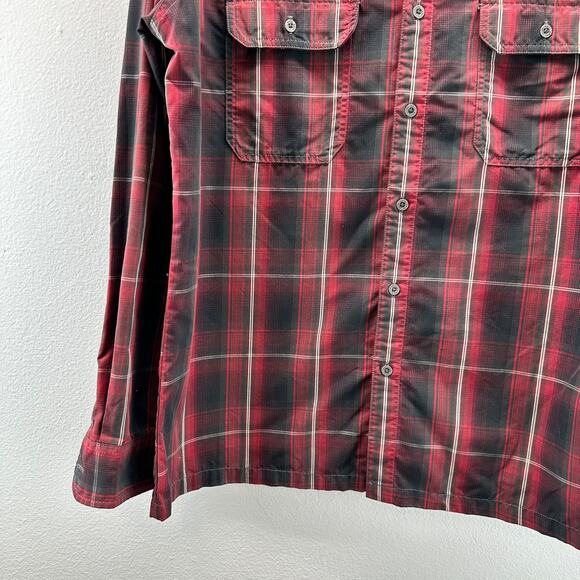Kuhl Response Eluxur Long Sleeve Button Down Plaid Shirt Red Black Large - Picture 4 of 13
